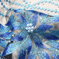 Μπλε κορδόνι δαντέλα μαργαριτάρι Ντουμπάι Lace Fabric